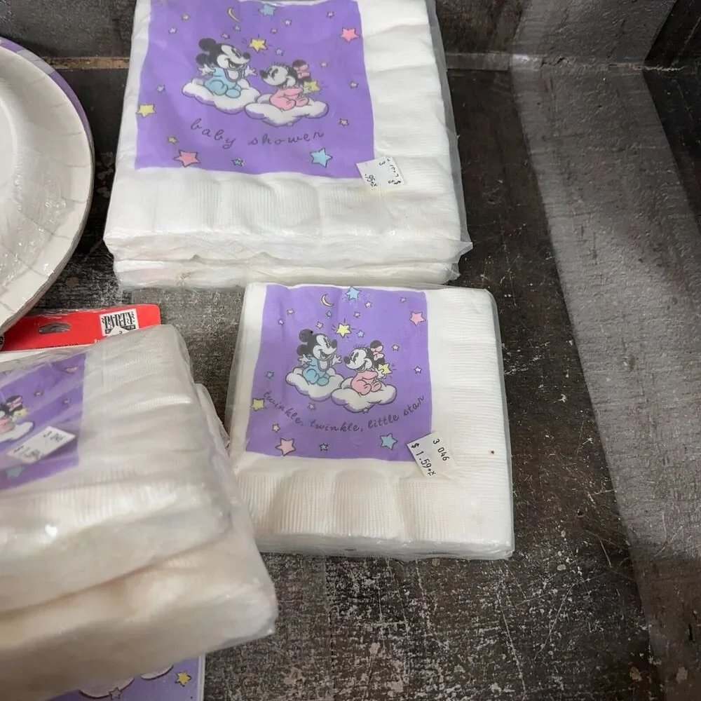 Vintage Disney Baby Mickey Shower invitations Plates‎ Napkins Party Supplies